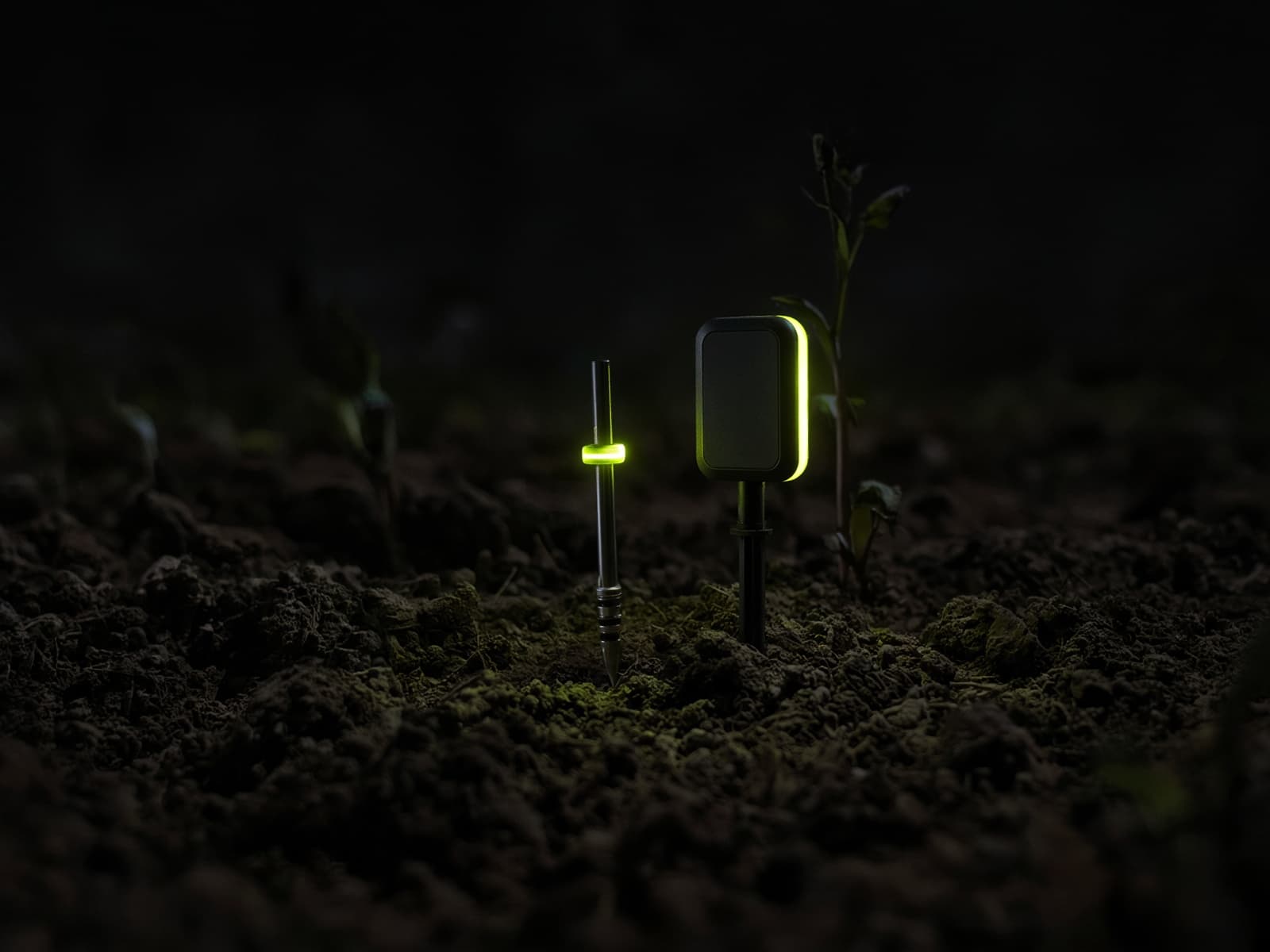 Illustration of a small field sensor in soil