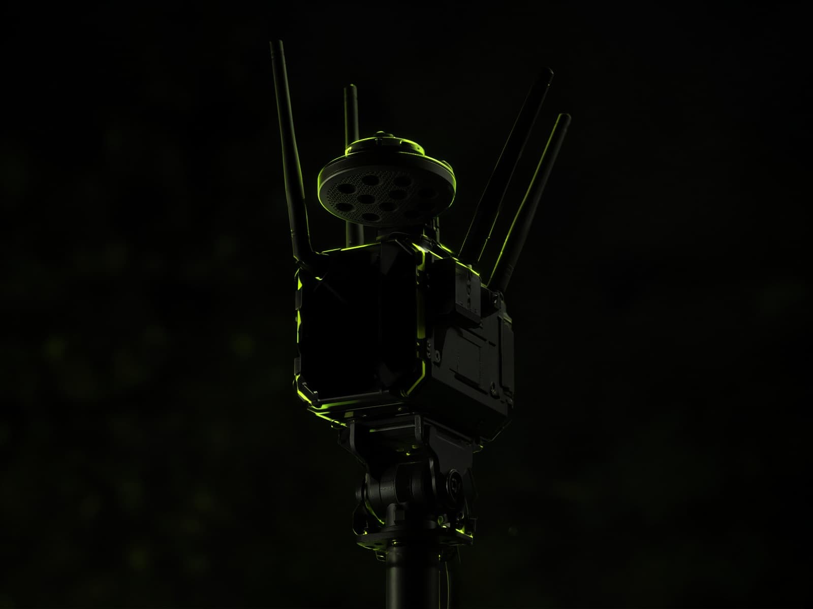 Illustration of a mast-mounted counter-drone unit