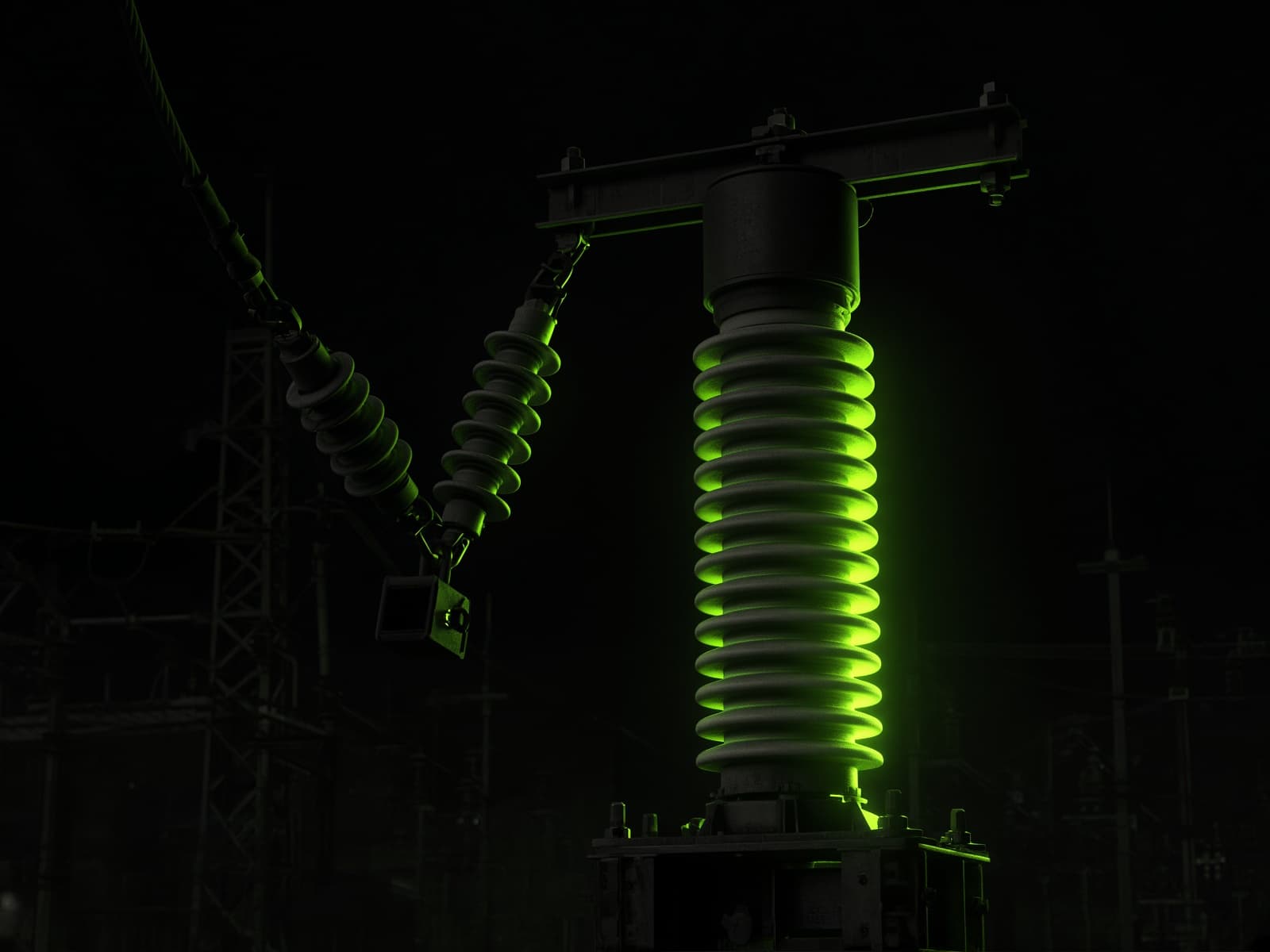 Illustration of a sensor on power line equipment